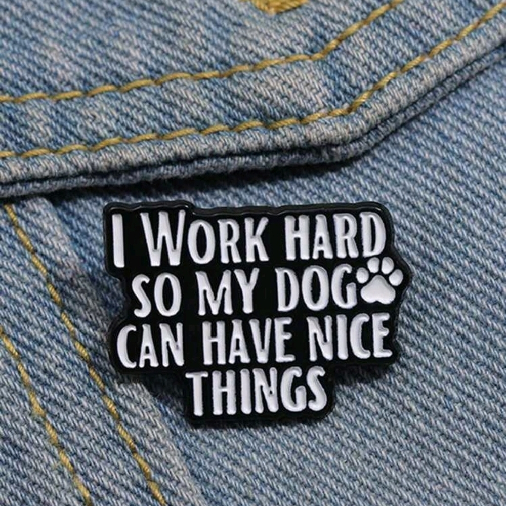 Black and White Dog Lover Enamel Pin